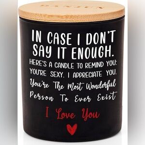 Vanilla & Lavander Scented Candle with Inspirational Text.